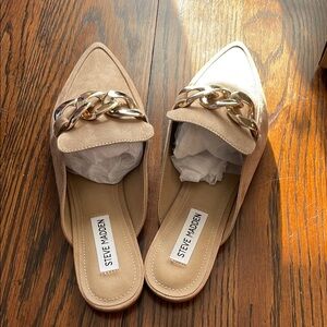Steve Madden Cream Mules with Braided Chain Detail